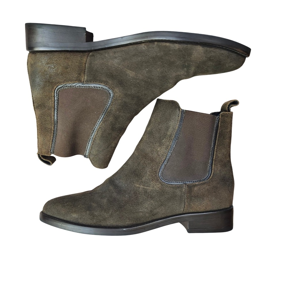 Thursday Boot Co Duchess Chelsea Boots Olive Green Suede Sz 8 US Handcrafted